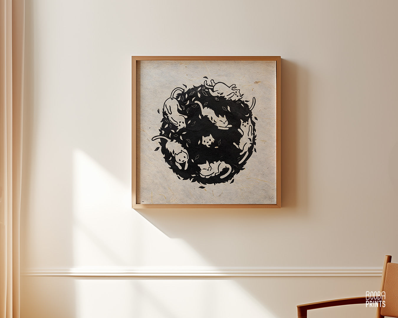 Cats In A Bush Linocut Print ✷ 60% Off!