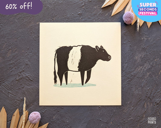 Belted Fluffy Cow Linocut Print ✷ 60% Off!