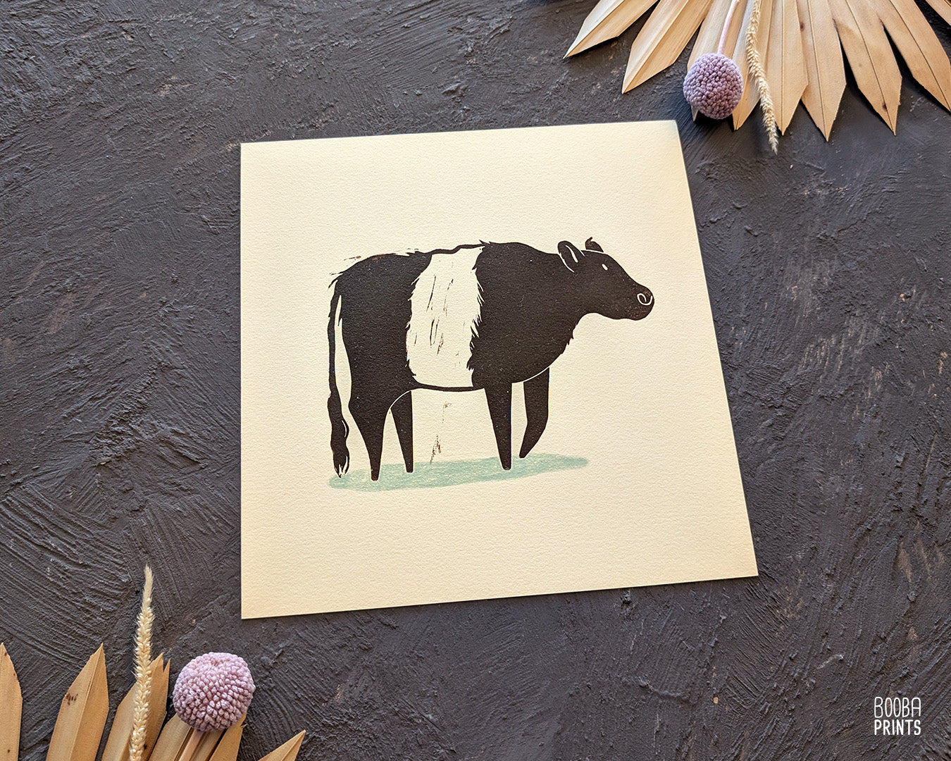 Belted Fluffy Cow Linocut Print ✷ 60% Off!