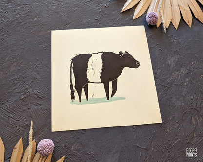Belted Fluffy Cow Linocut Print ✷ 60% Off!