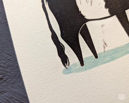 Belted Fluffy Cow Linocut Print ✷ 60% Off!
