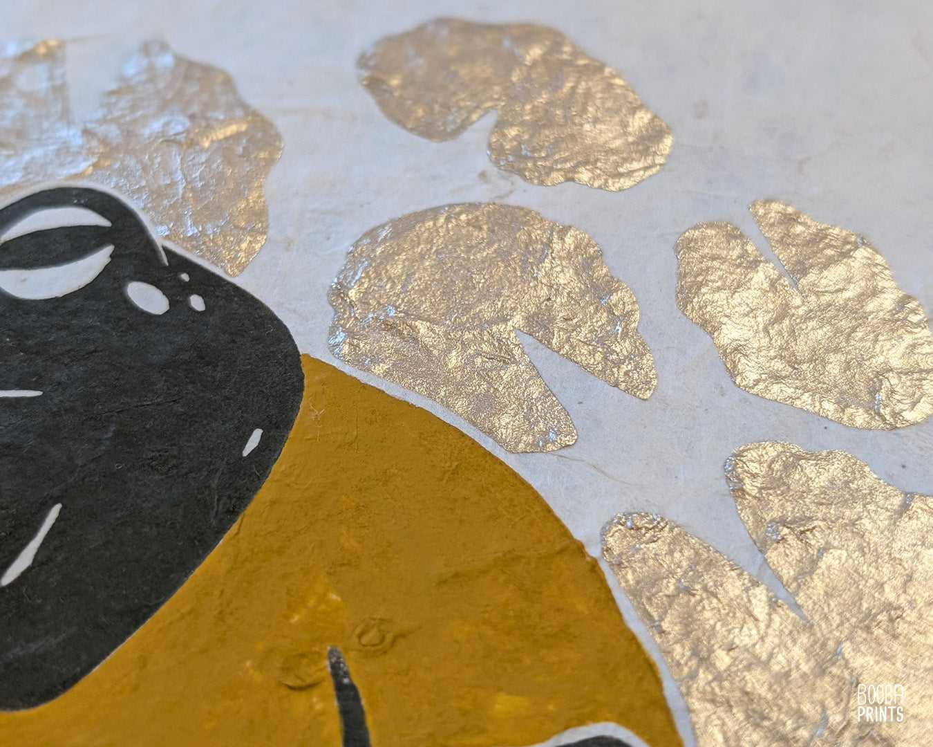 Cranky Frog & Golden Lily Pads Linocut Print ✷ 35% Off