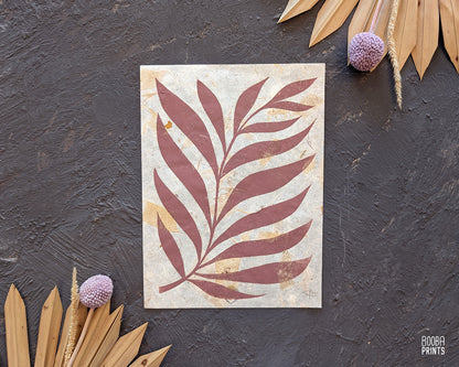 Minimalist Cozy Plant Linocut Print Dusty Pink ✷ 50% Off