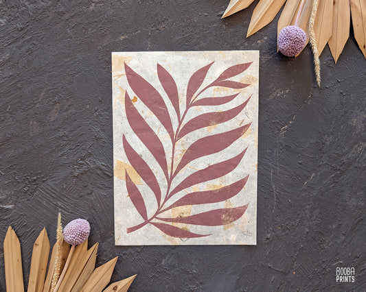 Minimalist Cozy Plant Linocut Print Dusty Pink ✷ 50% Off