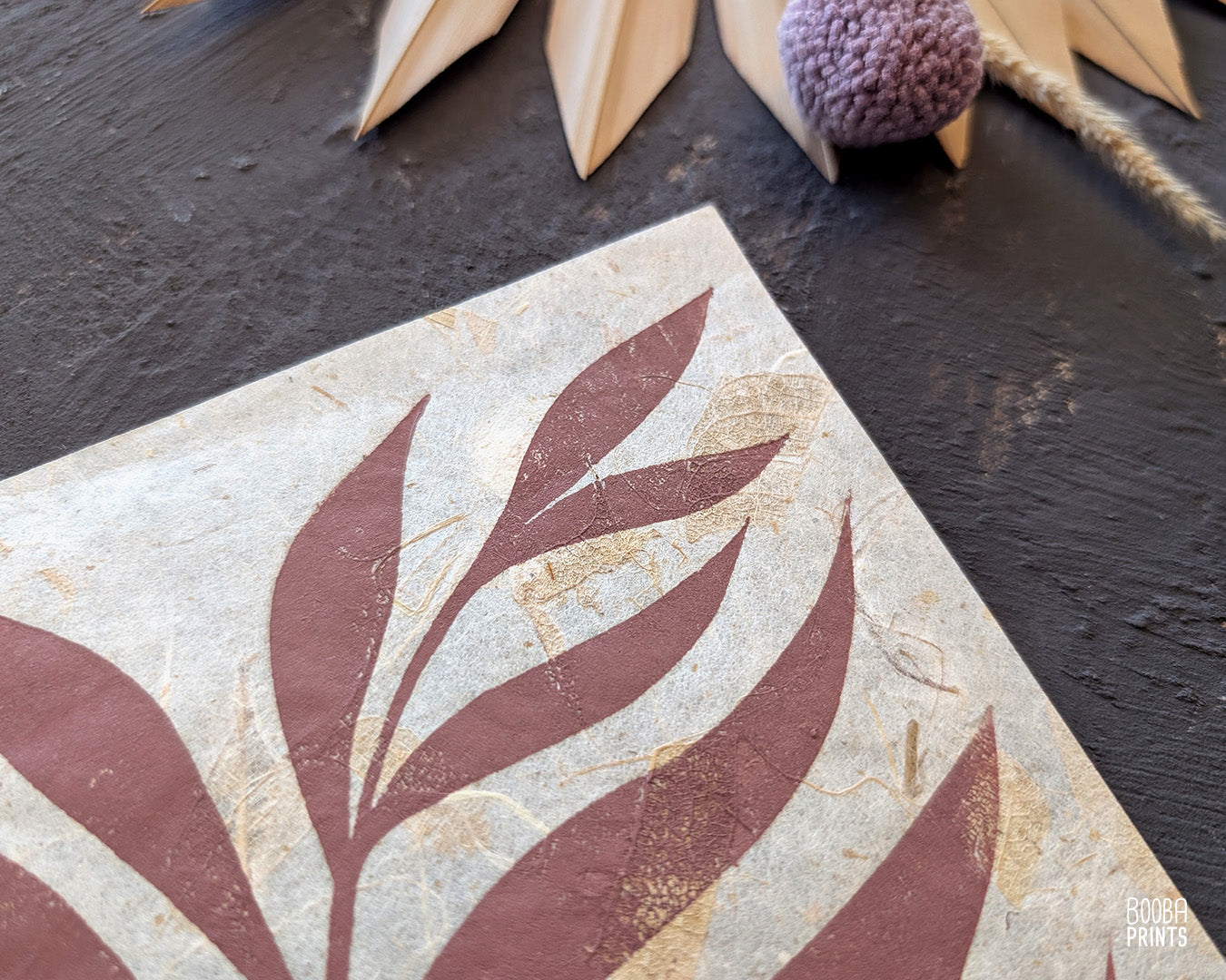 Minimalist Cozy Plant Linocut Print Dusty Pink ✷ 50% Off