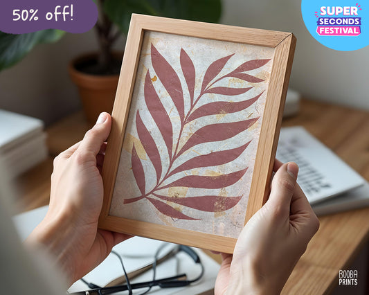 Minimalist Cozy Plant Linocut Print Dusty Pink ✷ 50% Off