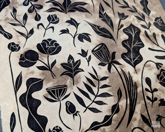 Floral Composition Original Linocut Print ✷ 45% Off!