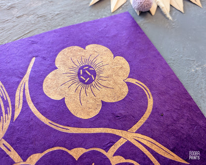 #6 Gold Flowers Linocut Print ✷ 50% Off!