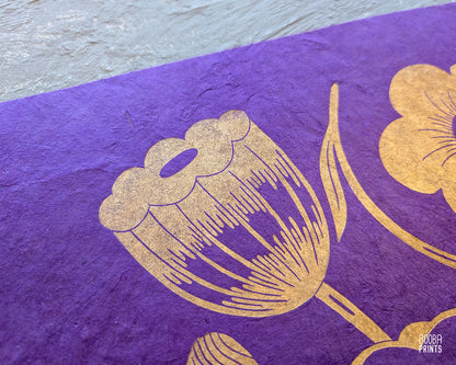 #6 Gold Flowers Linocut Print ✷ 50% Off!