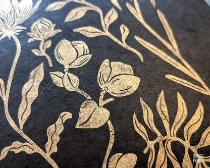 #2 Golden Flowers Linocut Print ✷ 55% Off!
