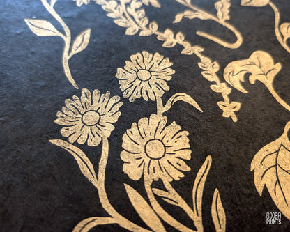 #2 Golden Flowers Linocut Print ✷ 55% Off!