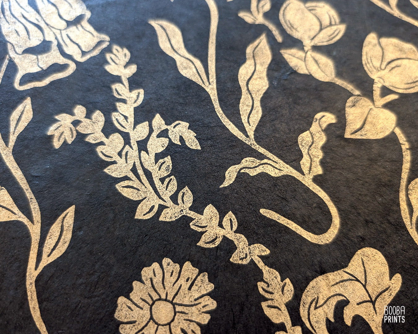 #2 Golden Flowers Linocut Print ✷ 55% Off!