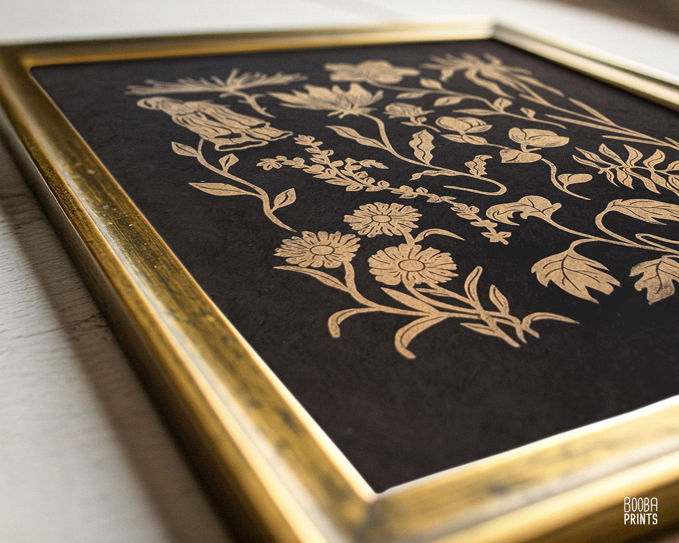 #2 Golden Flowers Linocut Print ✷ 55% Off!