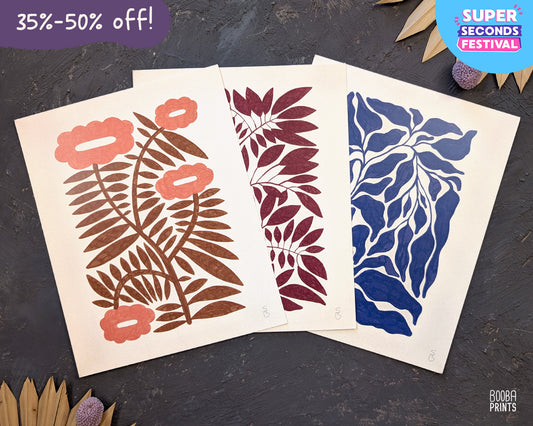 Minimalist Flowers Art Prints Set of 3 ✷ 35%-50% Off!