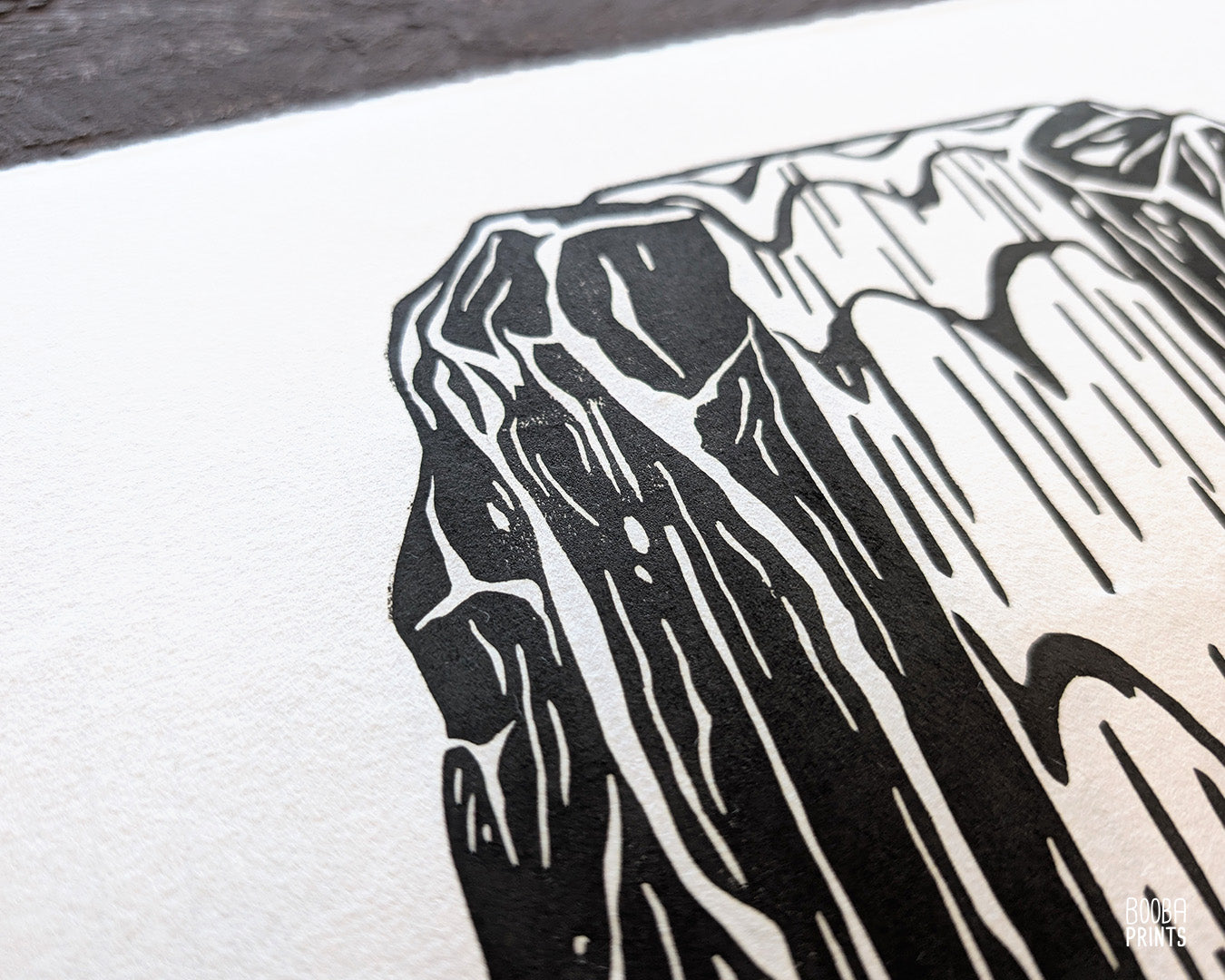 Waterfall Black & White Linocut Print ✷ 55% Off!
