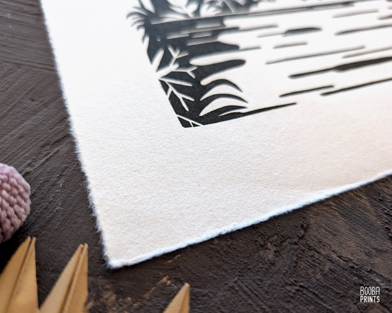 Waterfall Black & White Linocut Print ✷ 55% Off!