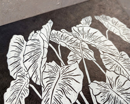 Ghost Plant White On Black Linocut Print ✷ 50% Off!