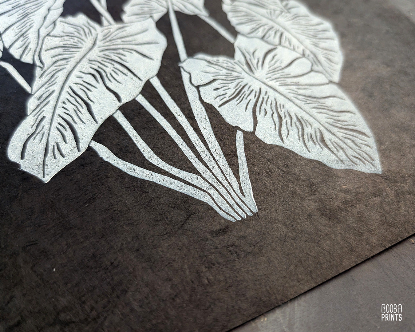 Ghost Plant White On Black Linocut Print ✷ 50% Off!