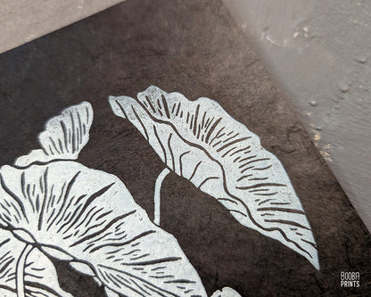 Ghost Plant White On Black Linocut Print ✷ 50% Off!