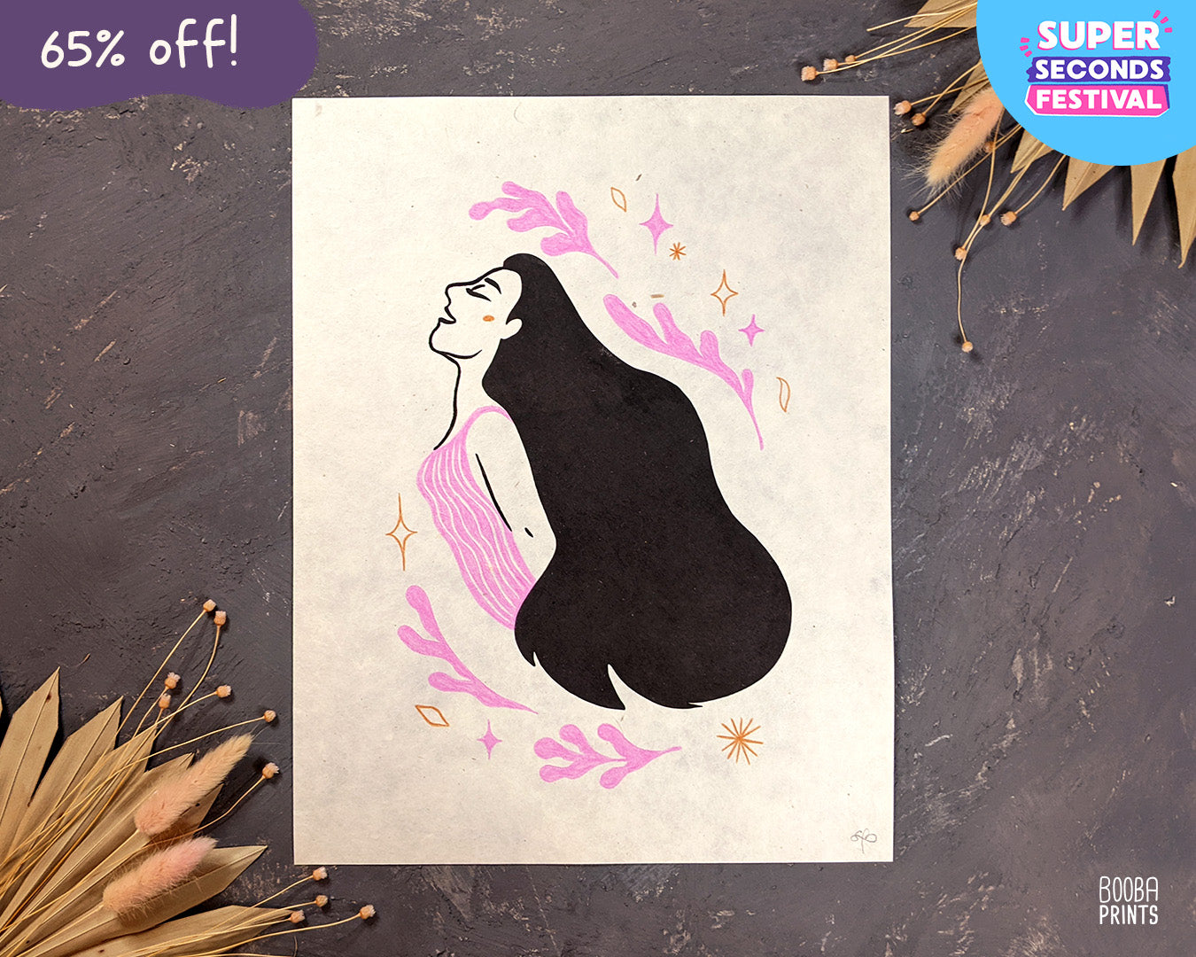 Take A Deep Breath Print Woman & Flowers Print ✷ 65% Off