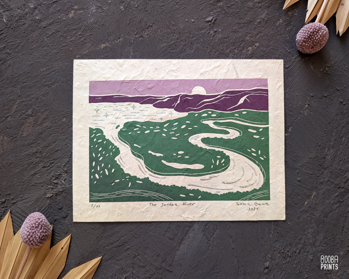 The Jordan River Mixed Media Linocut Print ✷ LIMITED EDITION Print