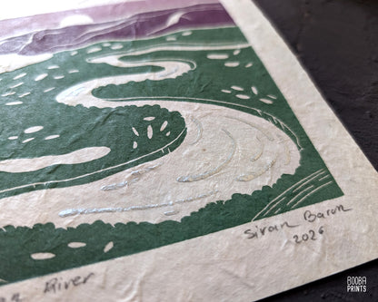The Jordan River Mixed Media Linocut Print ✷ LIMITED EDITION Print