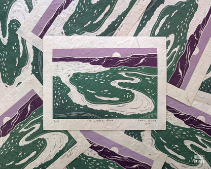 The Jordan River Mixed Media Linocut Print ✷ LIMITED EDITION Print