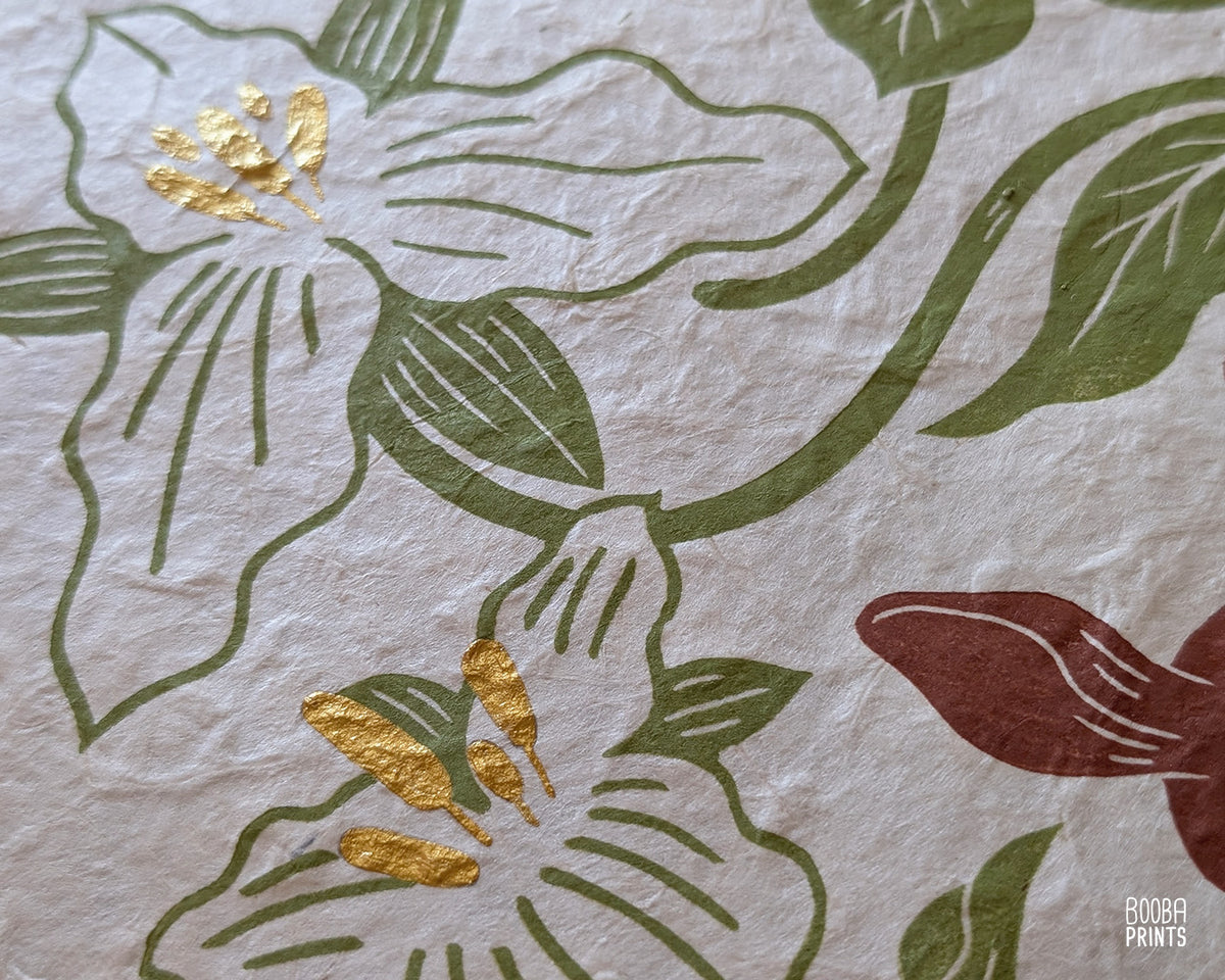 Deer and White Trillium flowers ✷ Fawn In The Garden Original Print