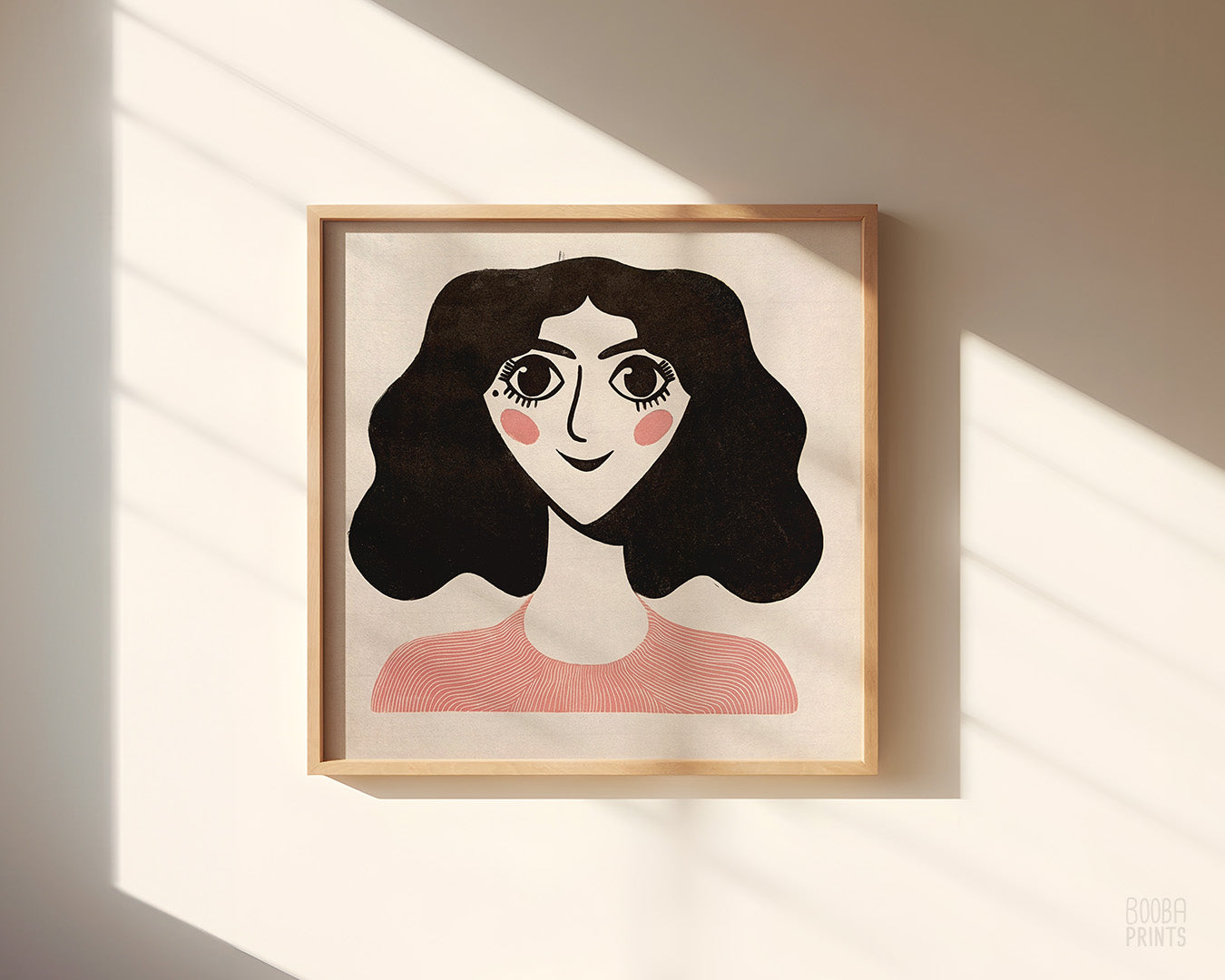 Whimsical Lady Portrait 2 Color Linocut Print ✷ 50%-65% Off