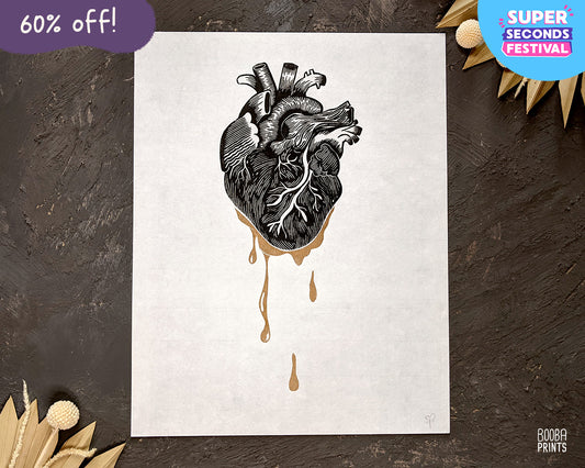 Bleeding Heart Linocut Print ✷ 60% Off