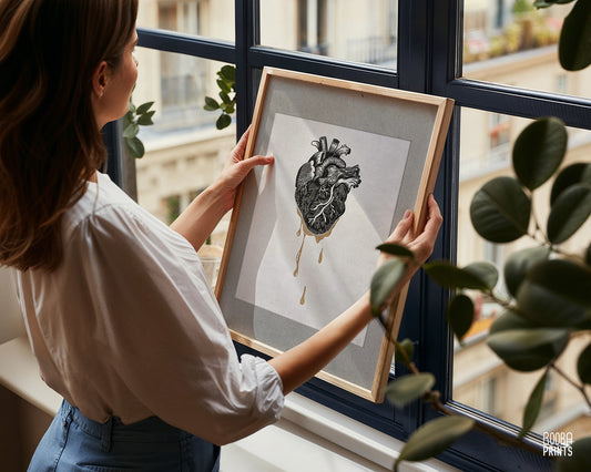 Bleeding Heart 2 Color Original Linocut Print ✷ 60% Off