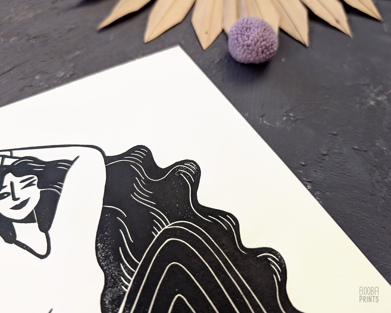 Cheeky Lady Linocut Print ✷ 50% Off!