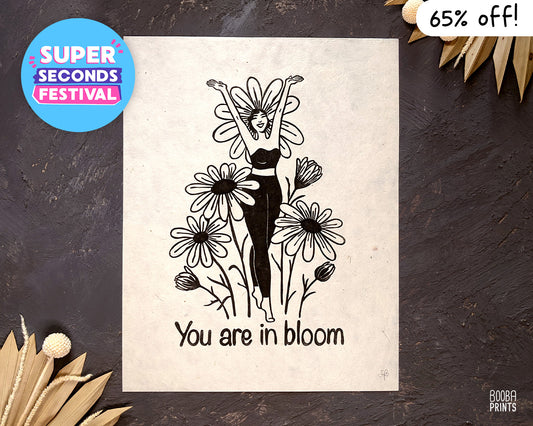 You Are In Bloom Linocut Print 65% Off