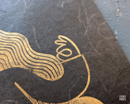 Golden Meditation Linocut Print ✷ 60%-70% Off