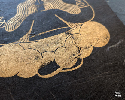 Golden Meditation Linocut Print ✷ 60%-70% Off