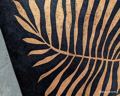 Minimalistic linocut original print of a plant in copper ink. Minimal style for home decor. Super Seconds Festival, sale of samples and seconds, discounted prints and gift, art by Booba Prints