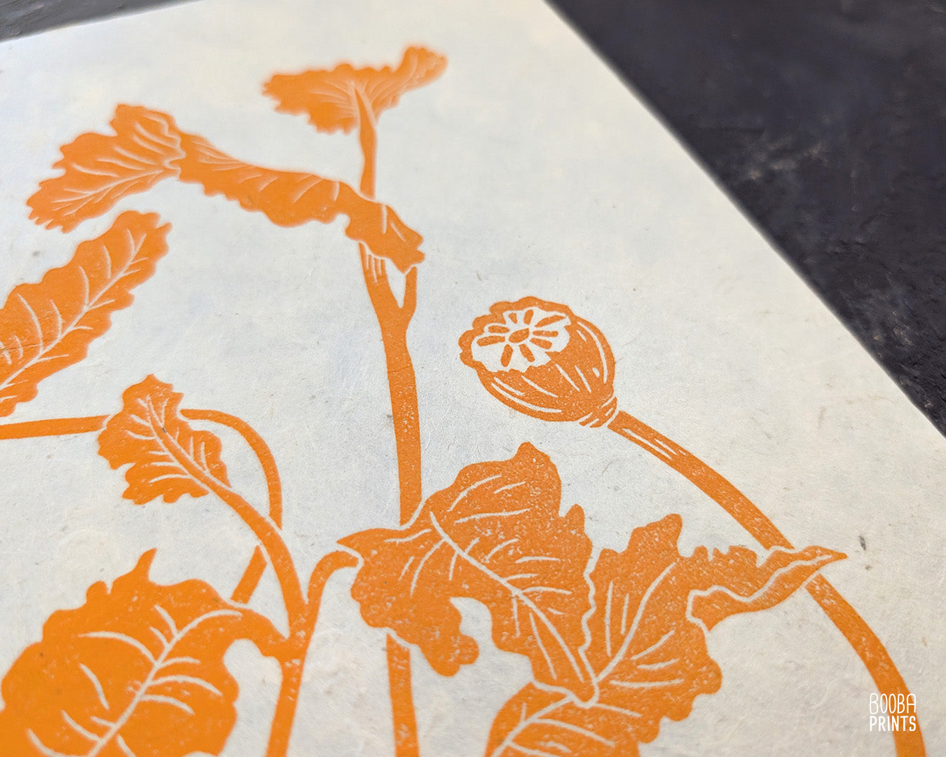 Orange Fall Flowers Linocut Print ✷ 50% Off