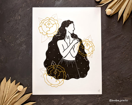 Peony Lady Hand Embroidered Print ✷ 55% Off