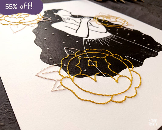 Peony Lady Hand Embroidered Print ✷ 55% Off