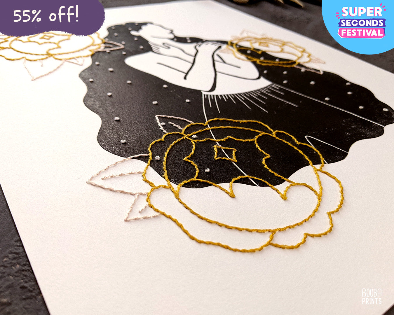 Peony Lady Hand Embroidered Print Super Seconds ✷ 55% Off