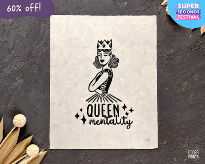 Queen Mentality Empowering Linocut Print ✷ 60% Off