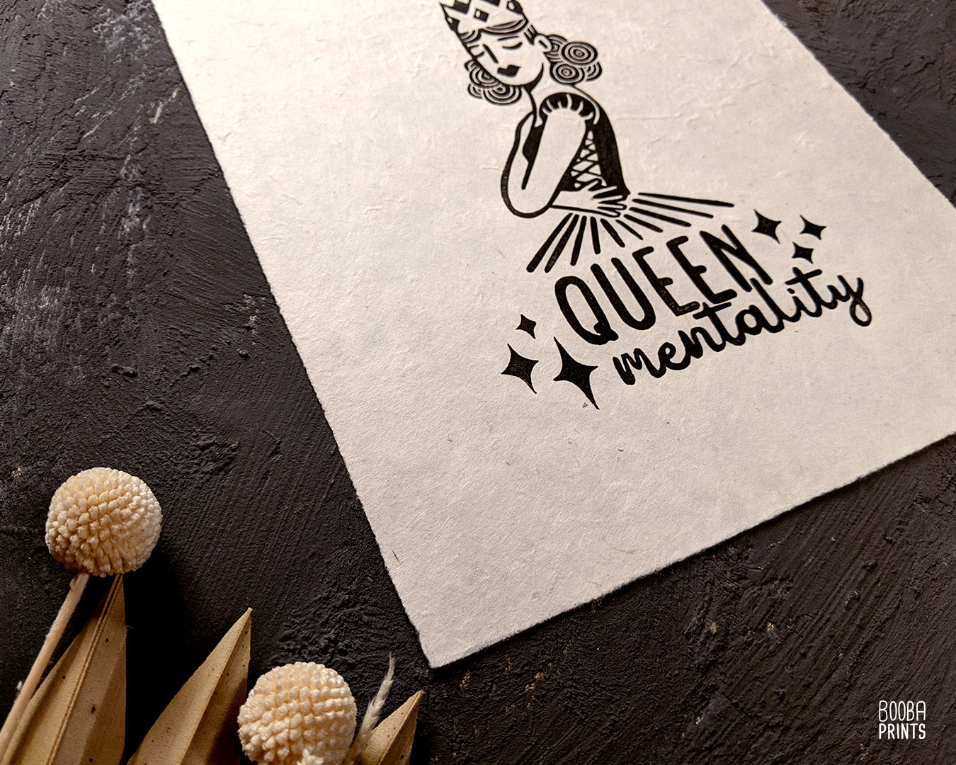 Queen Mentality Stylized Empowering Linocut Print ✷ 50%-65% Off