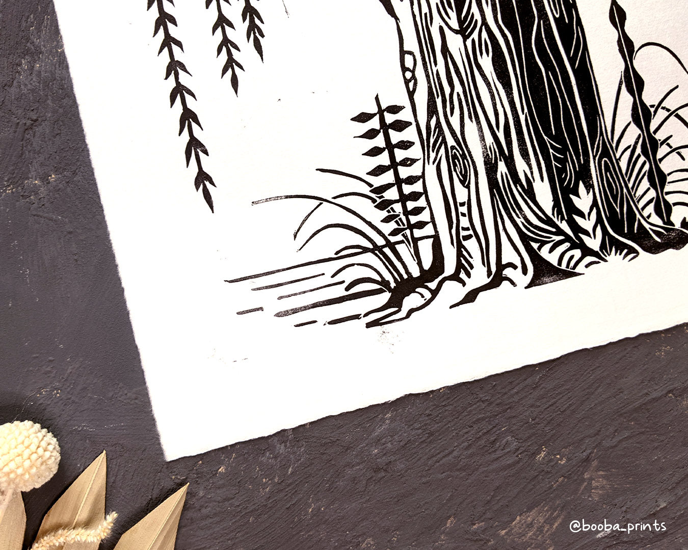 The Tree Black & White Linocut Print ✷ 60%-70% off