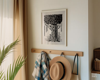 The Tree Black & White Linocut Print ✷ 60%-70% off