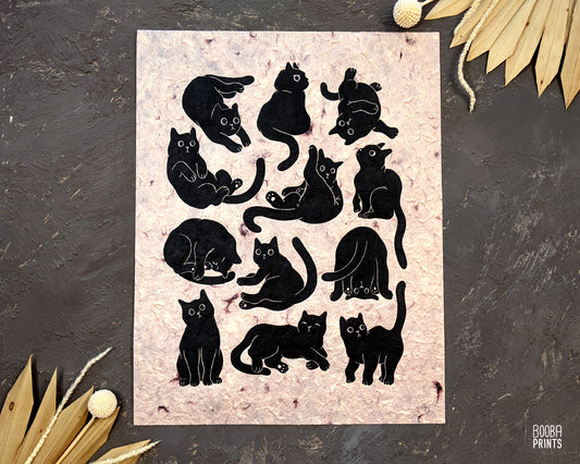 12 Cats Original Print