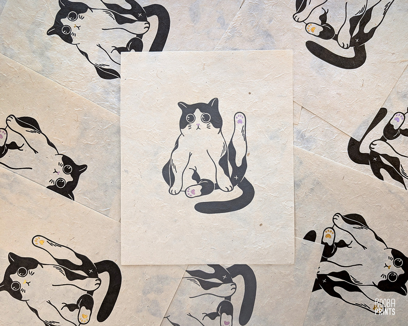 Marvelous Cat Linocut Print ✷ Whimsical Cat Lover Print