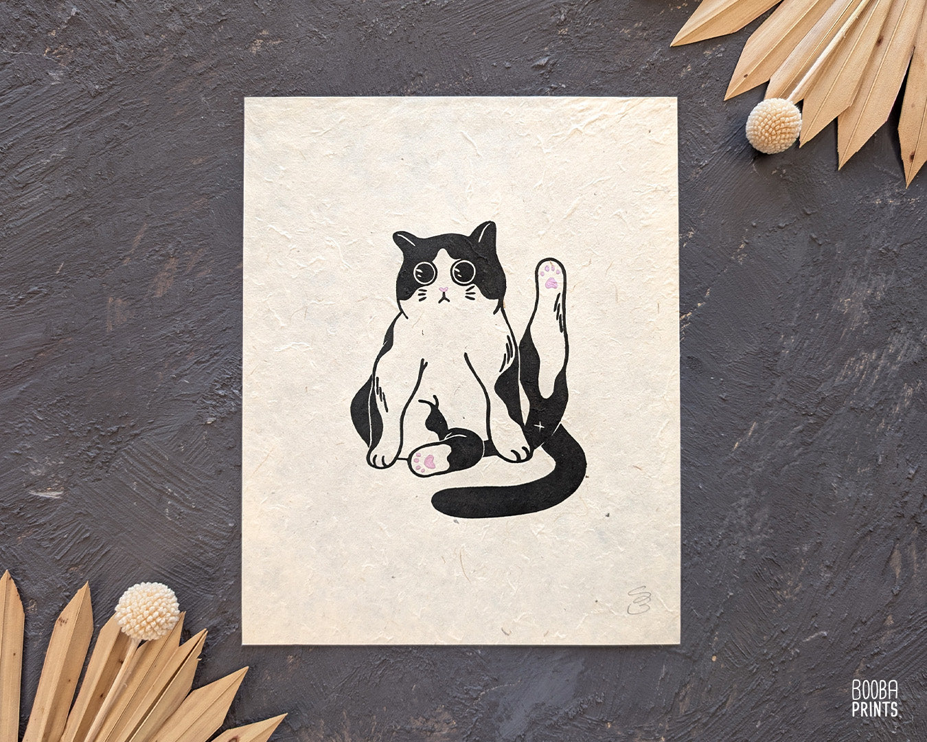 Marvelous Cat Linocut Print ✷ Whimsical Cat Lover Print