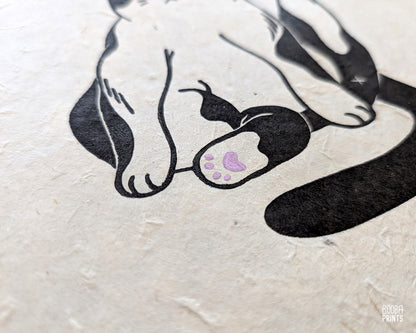 Marvelous Cat Linocut Print ✷ Whimsical Cat Lover Print