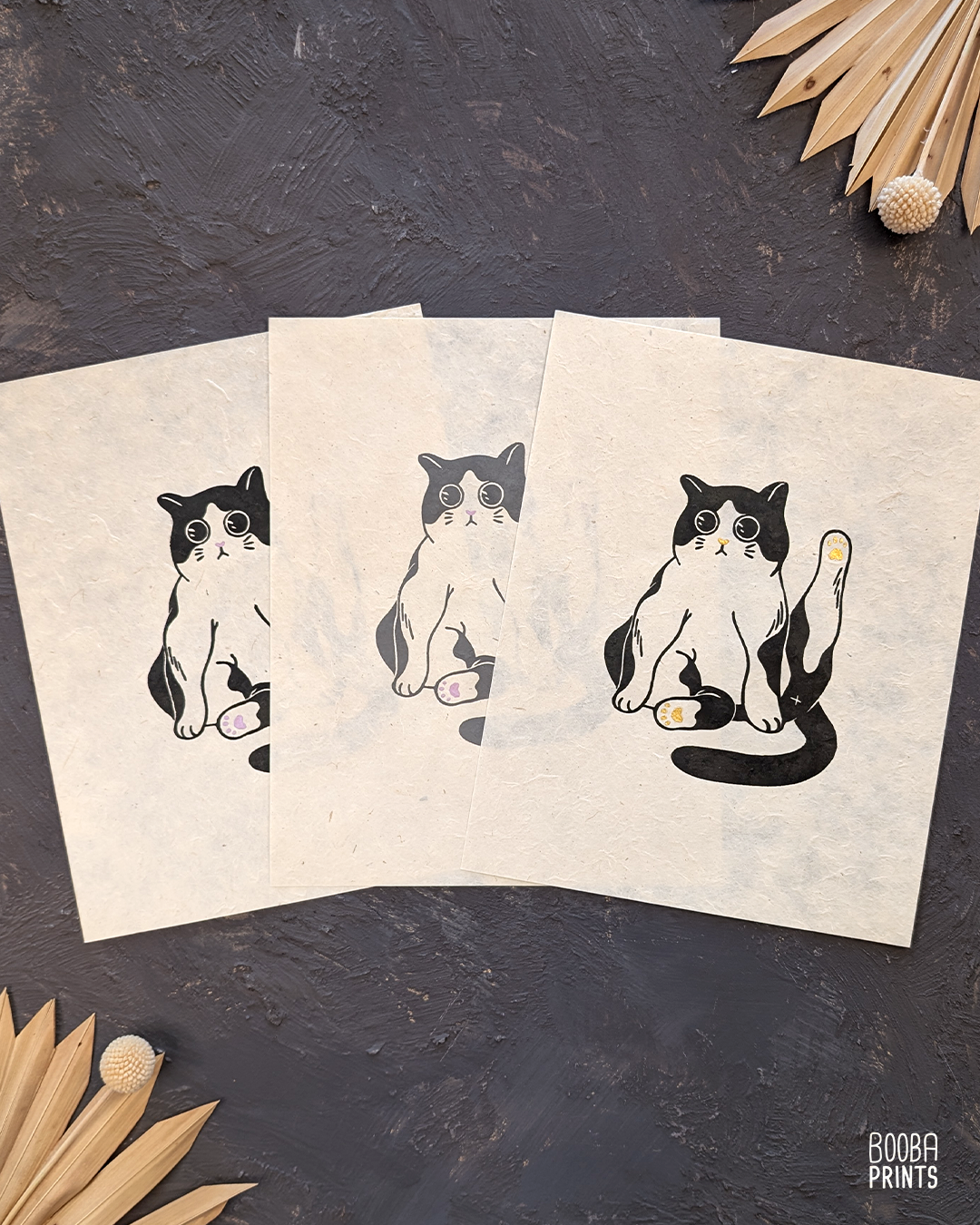 Marvelous Cat Linocut Print ✷ Whimsical Cat Lover Print