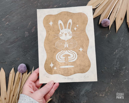 Zen Bunny ✷ Golden Zen Self Care Print